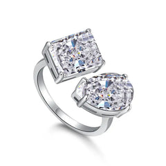 Open Ice Crushed 925 Silver Ring - Transparent - Rings