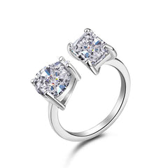 Open Zircon 925 Silver Ring - Transparent / ِAdjustable - Rings