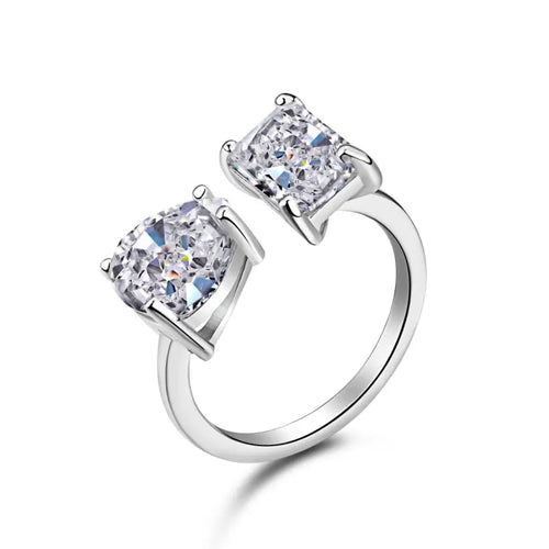 Open Zircon 925 Silver Ring - Transparent / ِAdjustable - Rings