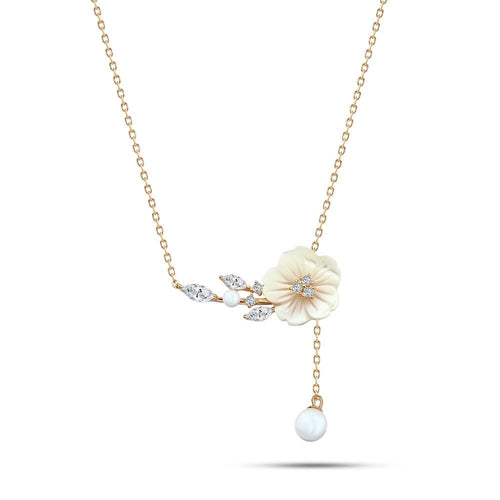 Orchid Flower 925 Silver Necklace - White - NECKLACES
