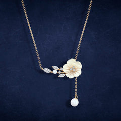 Orchid Flower 925 Silver Necklace - White - NECKLACES