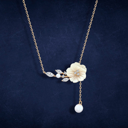 Orchid Flower 925 Silver Necklace - White - NECKLACES