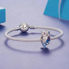 Owl charm - 925 Sterling Silver - Multi Color