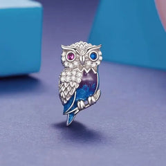 Owl charm - 925 Sterling Silver - Multi Color