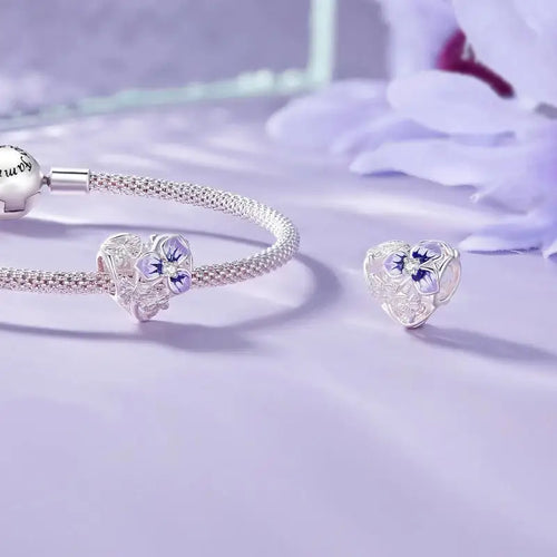 Pancy Flower 925 Silver Charm - White