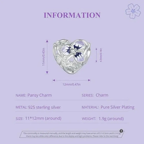 Pancy Flower 925 Silver Charm - White