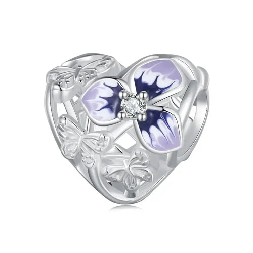 Pancy Flower 925 Silver Charm - White