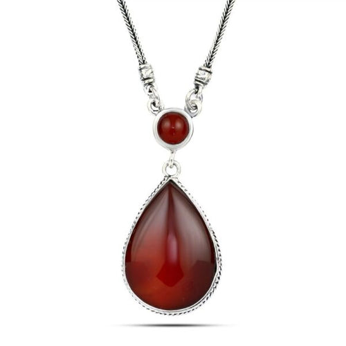 Pear Agate 925 Egyptian Silver Necklace - fathyibrahim