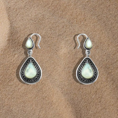 Pear Arabic Design 925 Silver Earrings - White - Earrings