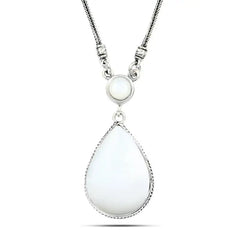 Pear Pearl 925 Egyptian Silver Necklace - White - NECKLACES