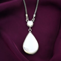Pear Pearl 925 Egyptian Silver Necklace - fathyibrahim