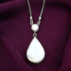 Pear Pearl 925 Egyptian Silver Necklace - White - NECKLACES