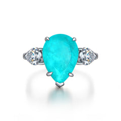 925 sterling silver ring featuring a pear-shaped tourmaline stone, offering a sophisticated and vibrant design.