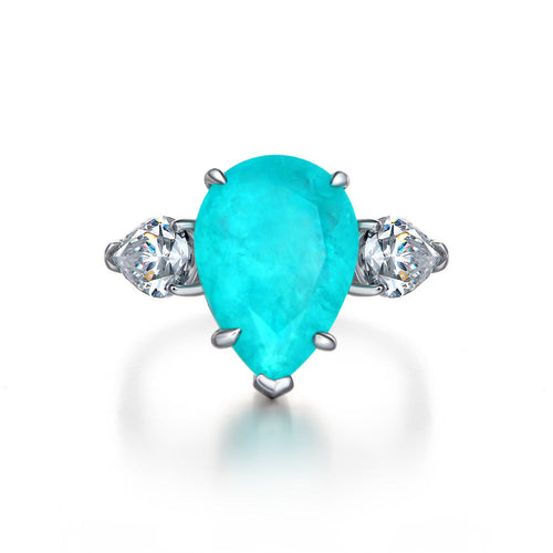 925 sterling silver ring featuring a pear-shaped tourmaline stone, offering a sophisticated and vibrant design.