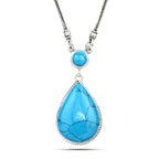 Pear Turquoise 925 Egyptian Silver Necklace - fathyibrahim