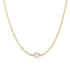 Pearl and Chain 14k gold plated - 925 sterling silver - White - NECKLACES