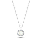 Pearl Necklace with Zircon Stones - 925 Sterling Silver - Transparent