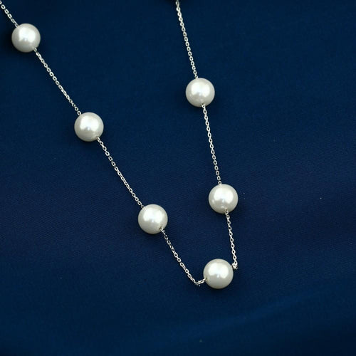 Pearl Stones 925 Silver Necklace - White - NECKLACES
