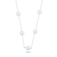 Pearl Stones 925 Silver Necklace - White - NECKLACES