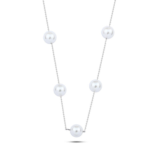Pearl Stones 925 Silver Necklace - White - NECKLACES