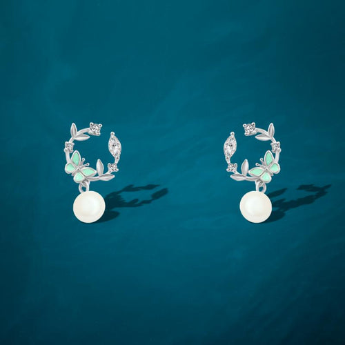 Pearls Earring with Sparkling Zircon - 925 sterling silver - fathyibrahim