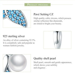 Pearls Mermaid Tail 925 Silver Charm - Light-Blue