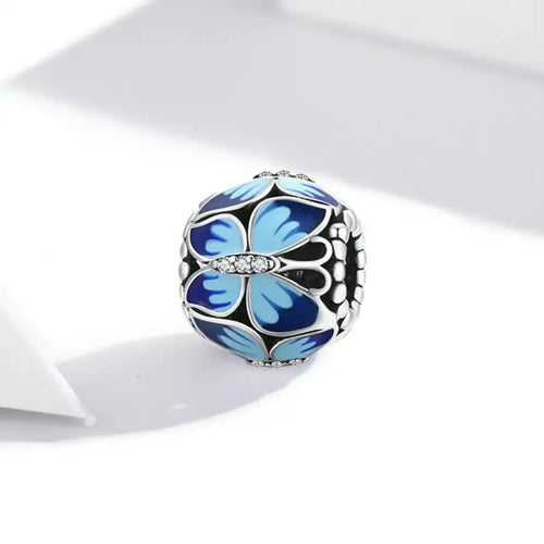 Pendant bracelet in the shape of a blue butterfly 925 sterling silver - Blue - Charms