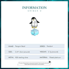 Penguin pendant with blue crystal - 925 sterling silver - fathyibrahim