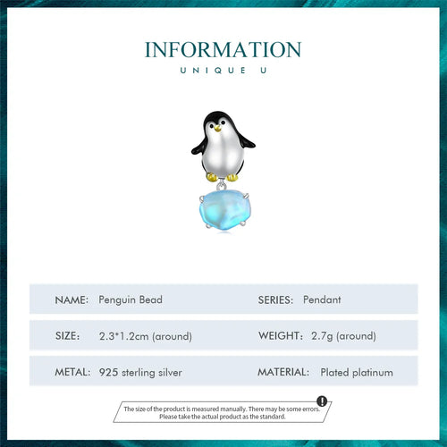 Penguin pendant with blue crystal - 925 sterling silver - fathyibrahim