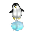 Penguin pendant with blue crystal - 925 sterling silver - Light-Blue
