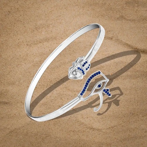 Pharaonic 925 Silver Bangle - Blue - Blue - Bangels