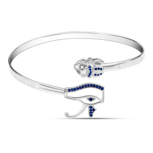Pharaonic 925 Silver Bangle - Blue - Blue - Bangels
