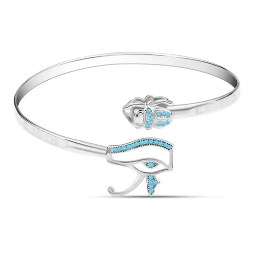 Pharaonic 925 Silver Bangle - Turquoise - Turquoise - Bangels