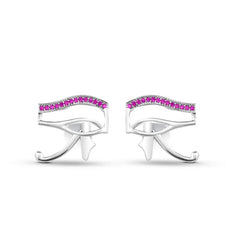 Pharaonic Eye Of Horus 925 Silver Earring - Red - Earrings