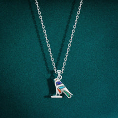 Pharaonic Horus 925 Silver Necklace - Multi Color - NECKLACES