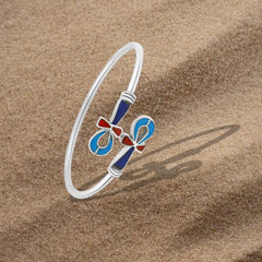 Pharaonic Key Of Life 925 Silver Bangle - Multi Color - Bangels