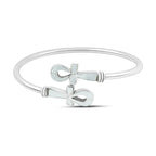 Pharaonic Key Of Life 925 Silver Bangle Stone Mother Of Pearl - White - Bangels