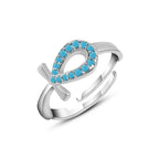 Pharaonic Key Of Life 925 Silver Ring - Light Blue - Rings