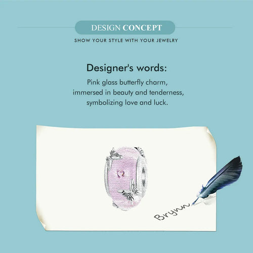 Pink Butterfly Charm - 925 sterling silver - fathyibrahim