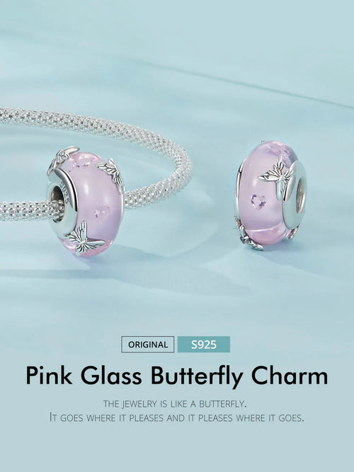 Pink Butterfly Charm - 925 sterling silver - fathyibrahim