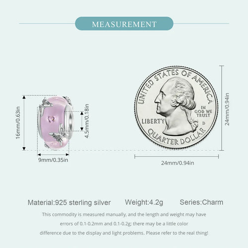 Pink Butterfly Charm - 925 sterling silver - fathyibrahim