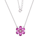 Pink flower 925 Silver necklace