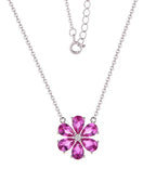 Pink flower 925 Silver necklace - Pink - NECKLACES