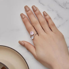 Pink Flower 925 Silver Ring - Multi Color