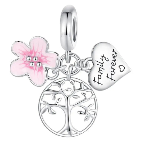Pink Flower of Life Charm - 925 sterling silver - Pink