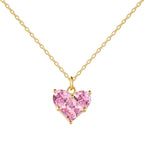 Pink Golden Heart -925 silver necklace - Pink