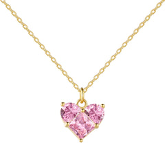Pink Golden Heart -925 silver necklace - Pink