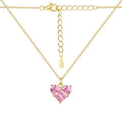 Pink Golden Heart -925 silver necklace - Pink