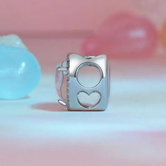 Pink Heart Charm - 925 sterling silver - Multi Color