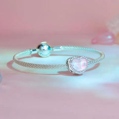 Pink Heart Charm - 925 sterling silver - Multi Color